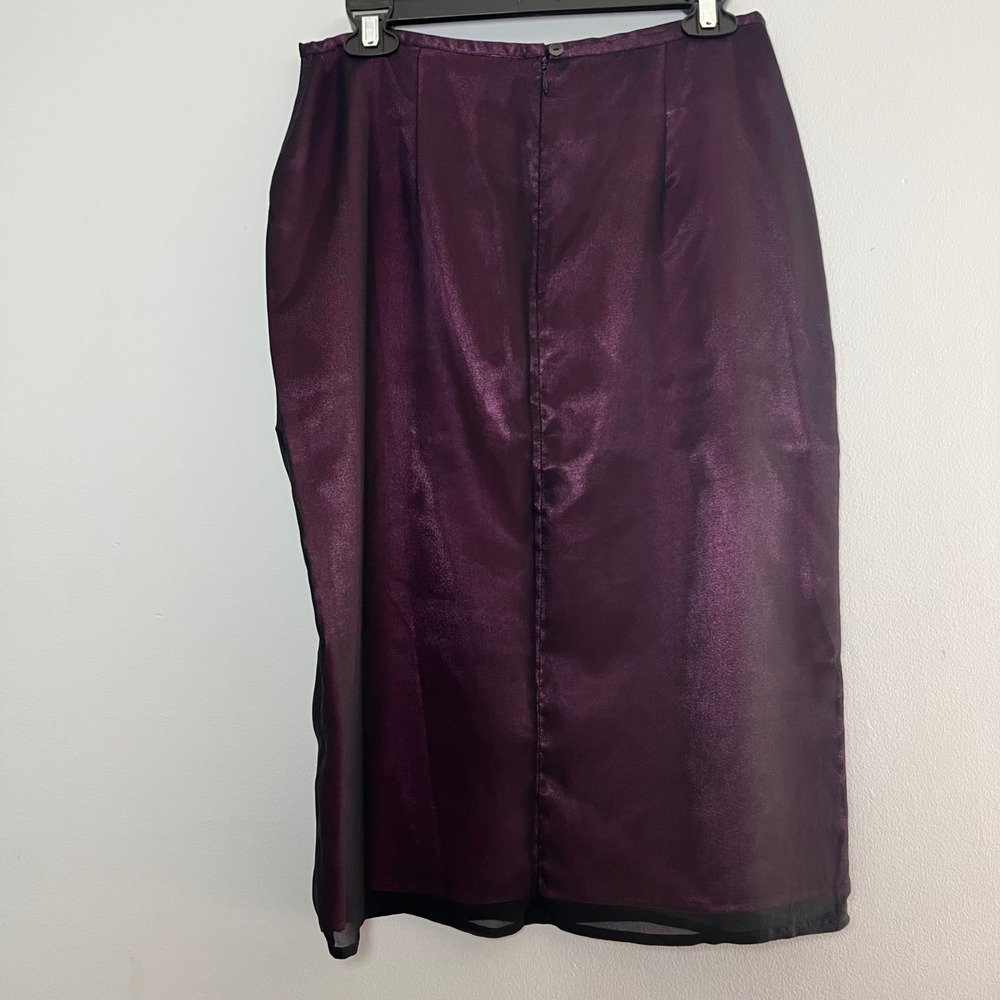Mixit Vintage Y2K Silk Midi Skirt 10M Purple Iridescent Sequin Floral Whimsigoth - Picture 2 of 8